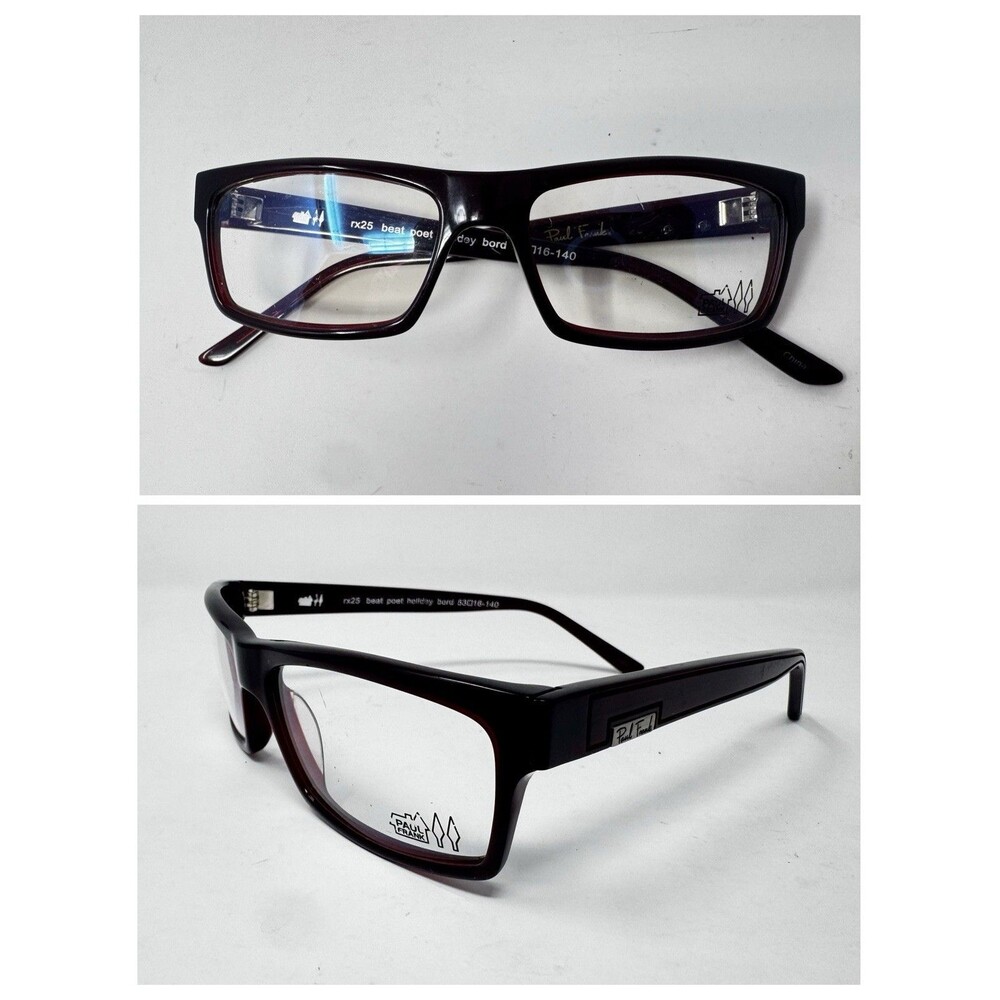 Paul Frank RX25 Beat Poet Holiday Bord Eyeglass Frames Burgundy 53-16-140